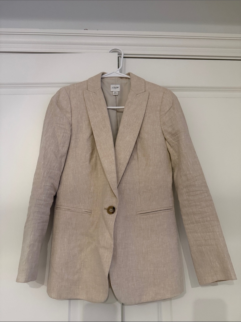 NWOT J. Crew Light Beige Linen-Blend Single-Button Blazer